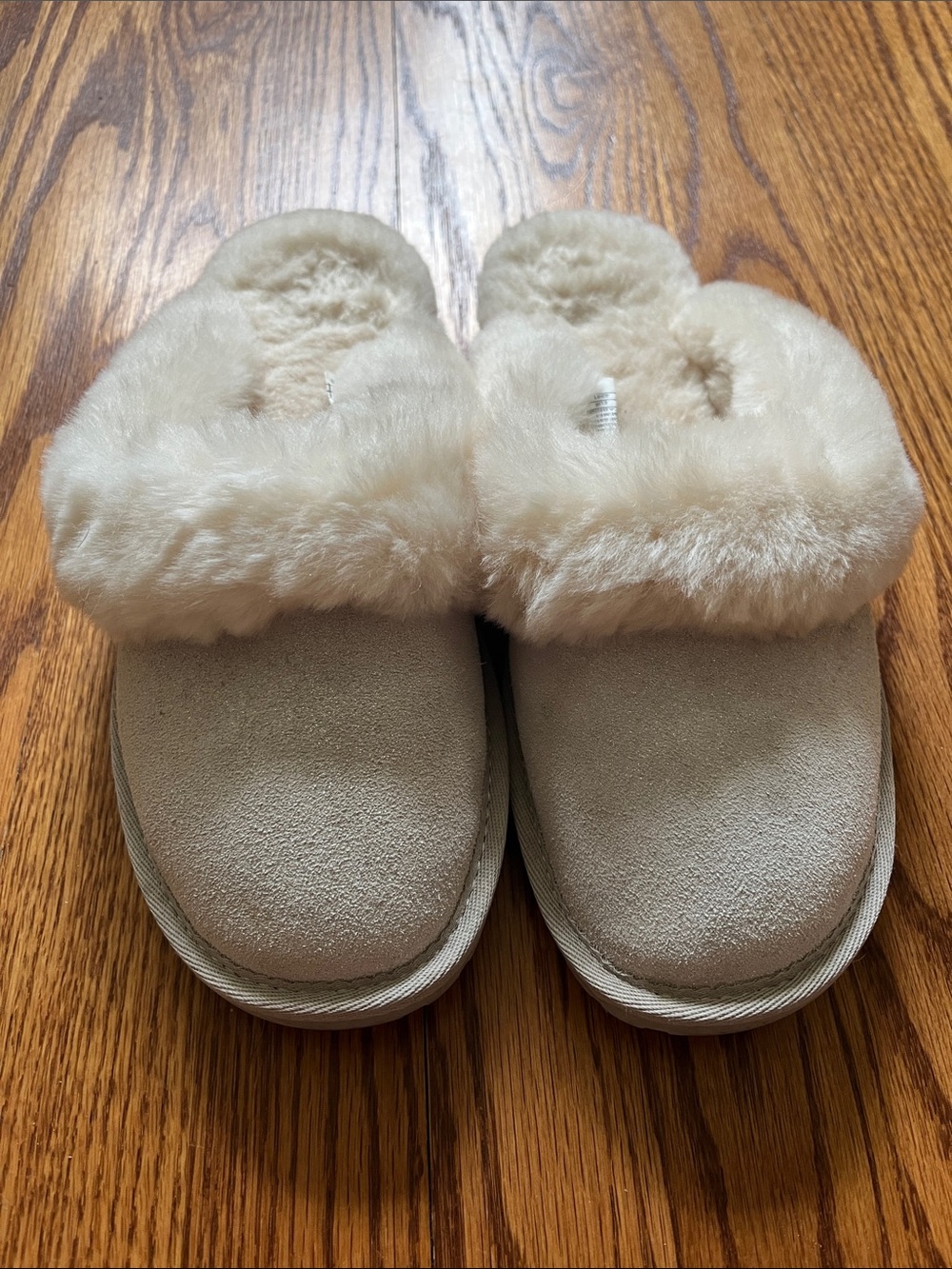 Emu Australia Cozy Faux Fur Lined Slide Slippers Silver / White Size 9